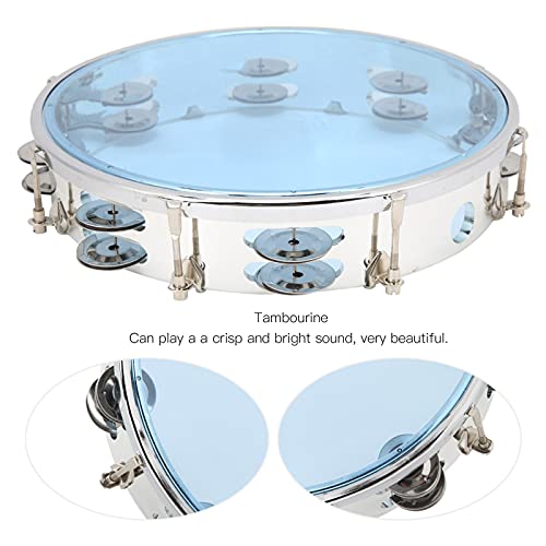 Tambourin Pour Adultes - 25,4 Cm - Jingles En Métal à Double Rangée - Instrument Musical éducatif Pour Jeux De Fête (bleu