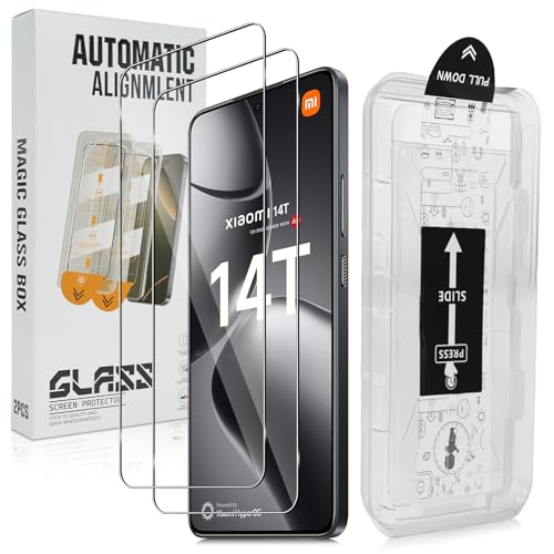 LiiLaa Schutzfolie für Xiaomi 14T / 14T Pro 5G für Panzerglas [Auto-Installation] [Full Screen] 9H Härte Gehärtete Glas Displayfolie Kratzfest Schutzglas Anti-Fingerabdruck 2 Stück