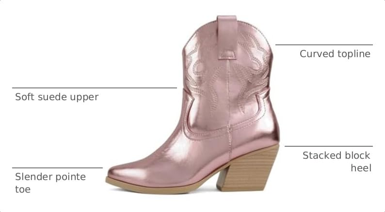 Image of Soda inchBLAZING inch ~ Women Western Bootie Pointe Toe with Low Heel (Wide Fit Available)