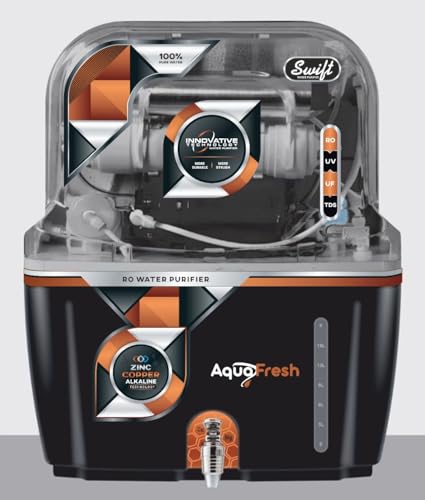 Image of AquaFresh RO Water Purifier with 8 Stage Protection, RO+UV+Zinc+Copper+Alkaline Technology, 15 Liter Capacity, Complete Installation Kit