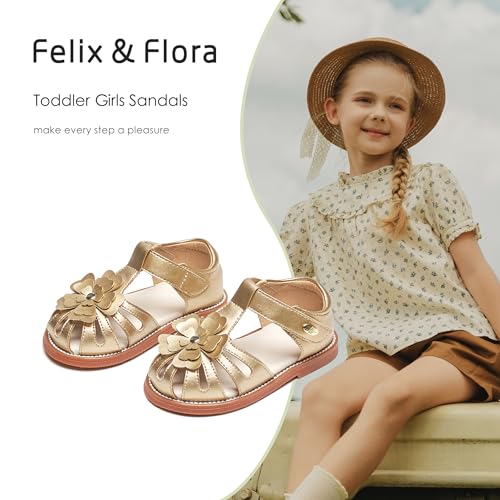 Image of Felix & Flora Toddler Girls Sandals Flower Girl Shoes Soft Rubber Princess Flat Shoes