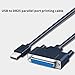 RSHuiOUXX Printer Cable USB 2.0 to Parallel Adapter DB25 Parallel Printer Cable Adapter with Thumb Screws Connectors Data Transfer
