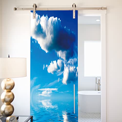 SHOMEY Pegatinas de puerta en 3D cielo azul 86 x 200 cm DIY Adhesivo Decorativo de Puerta Autoadhesivo de Bricolaje Pegatinas de Pared Decoración de Hogar Arte Moderno Cover