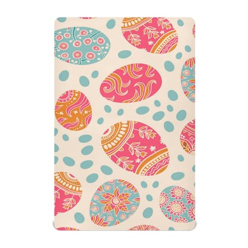 Moudou Easter Eggs Playard Sheet for Boy Girls, Soft Breathable Fitted Toddler Sheet for Standard Playard Bed Mattress, 39 x 27 x 5 Inch