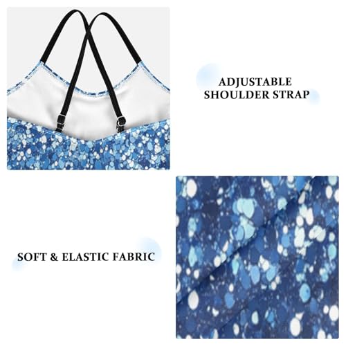 Pigsaly Girls One Piece Swimsuits Dark Slate Blue Powder Blue Gradient Flashing Glitter Kids Cross Back Swimwear 3T3