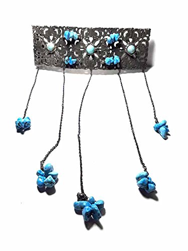 Hebilla para cinturón 4 cm artesanal de metal plateado envejecido y piedras