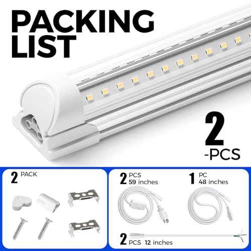 Barrina LED Shop Lights 4FT, 40W 5500LM 5000K Daylight White, T8 LED Garage Lights, V Shape, Clear Cover, High Output Tube, Linkable 4 Foot LED Strip Light for Workshop, Warehouse with Plug, 2 Packs by Barrina - Image 8