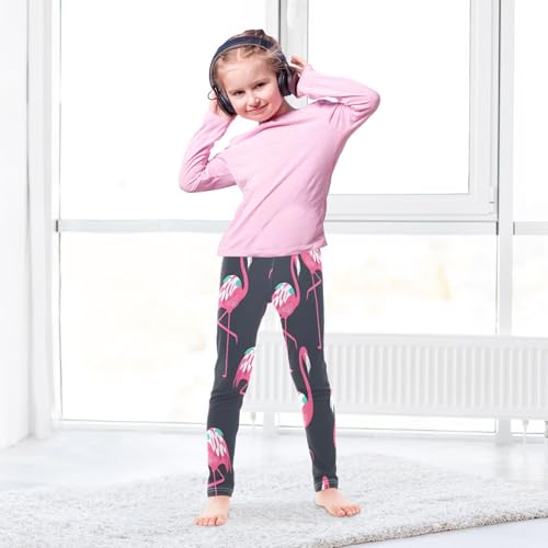 Toddler Girls Leggings Printed Yoga Pants Leggings Flamingo Black Background for Kids4