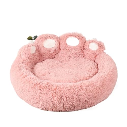 Fluffy Dog Bed, Winter Warm Solid Pet Sofa Kennel For Cats And Small To Large Dogs(Pink,L 70cm)