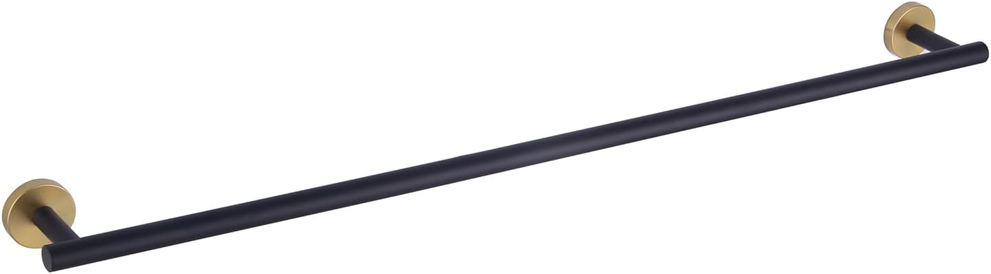 GERZWY Stainless Steel 33 Inch Towel Bar Black Towel Rack Wall Mounted Towel Rail Towel Rod for Bathroom (Black & Gold) AG1101C85-BD 32 Inch (Pack of 1) Black & Gold