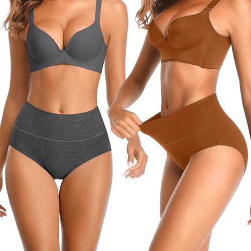 Image of Womens Underwear,Cotton Mid Waist No Muffin Top Full Coverage Brief Ladies Panties Lingerie Undergarments for Women Multipack