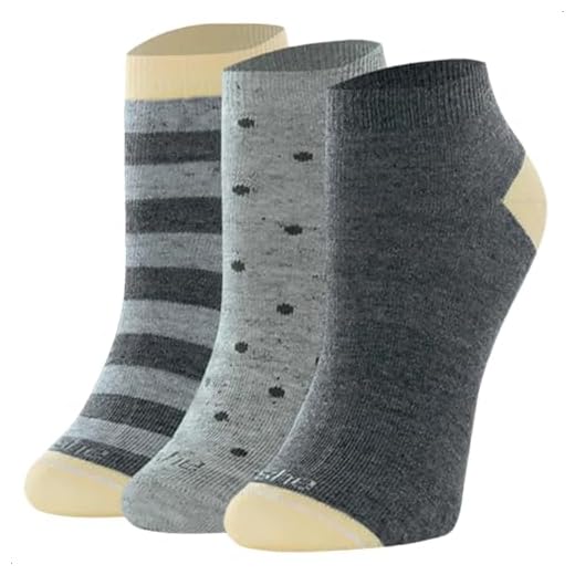 SHE BY MASH Kit 3 Pares Meia Sapatilha Discreta She By Mash Estampada Algodão Feminina Adulto, 2 Amarelos Claro - 1 Cinza Mescla Claro, 34-39