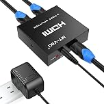 4K HDMI Splitter 1 in 2 out, MT-VIKI 2 Way 1 to 2 Distributor 1x2 For 2 Monitors Screens HDTV CCTV 3D Supports EDID HDCP + UK Power Supply