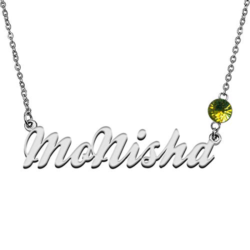 GR859C Personalized Charm Name Necklace with Birthstone for Best Friends Monisha