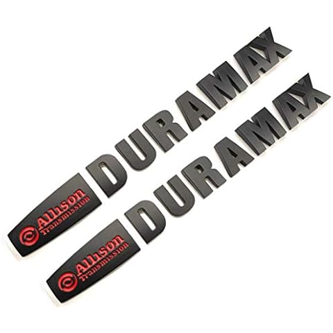 2pcs Allison Duramax Badges Emblems Compatible for Gm 2015 Silverado 2500hd 3500hd Hood (Black Red) Cover