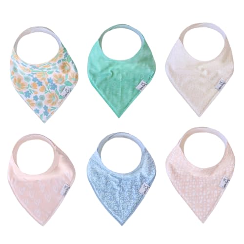 Image of Copper Pearl 6 Pack Soft Cotton Baby Bibs for Drooling and Teething, Absorbent Drool Bibs for Baby Girl, Adjustable to Fit Newborns to Toddlers, Tons of Styles (Sophie Set)