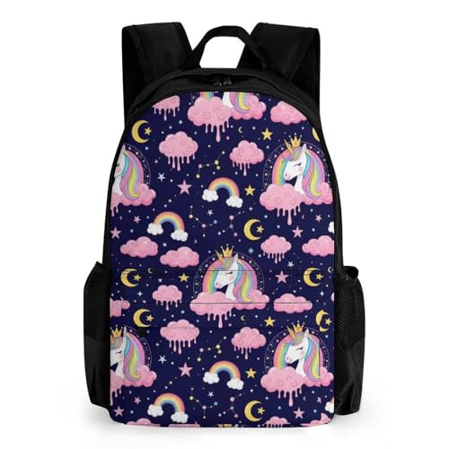 Durable Waterproof Hiking & Camping Daypack for Wet Conditions, Lightweight Backpack with Rain Cover for Outdoor Adventures & Trails, Cute Unicorns Bookbag