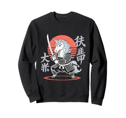Funny Unicorn Ninja Samurai Retro Anime para los Amantes de los Unicornios Sudadera