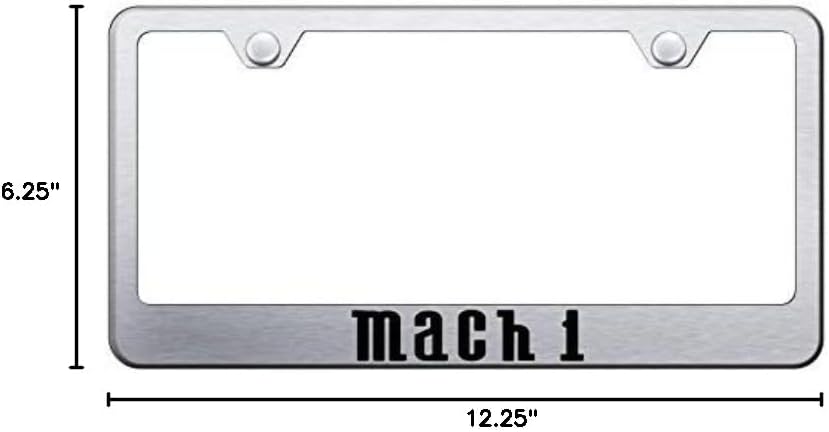 Au-TOMOTIVE GOLD Laser Etched Logo Stainless Steel License Plate Frame for Ford Mach 1 (Brushed Chrome)