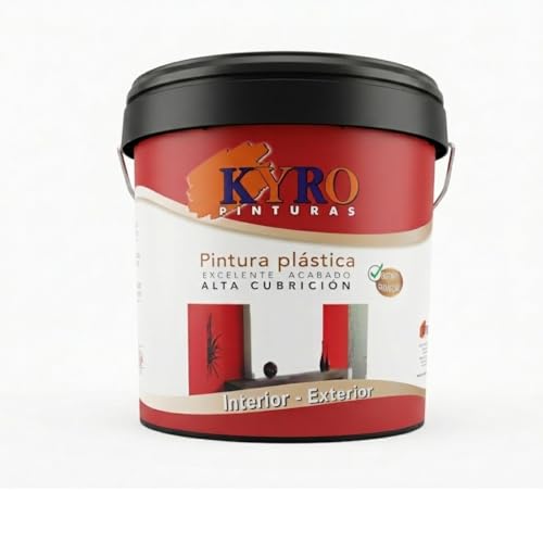 KYRO PINTURAS - Pintura plástica MATE EXTRA Color NEGRO - Acabado Mate, Bajas Emisiones - 12L y 4L (4 Litros)