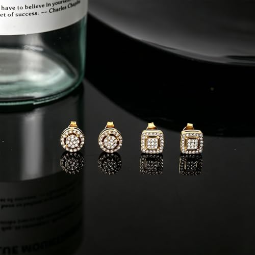 Image of NEWITIN 2 Pairs Silver Stud Earrings for Women Hypoallergenic Earring Stainless Steel Inlaid Cubic Zirconia Studs Earring Diamond Halo Stud Earrings for Women Men