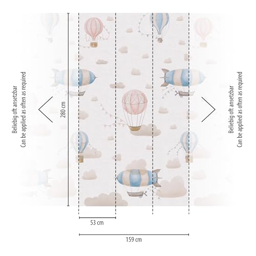 A.S. Création Lilly & Luis Non-Woven Wallpaper with Clouds in Blue, Cream, Pink - 8,80 x 0,53 m Wallpaper for Kids - 770611 - Image 3