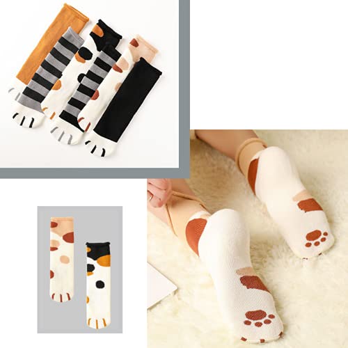 crazy bean Damen Katzenpfote Socken 6 Paare Baumwolle Katzenpfoten-Drucksocken Katzen Pfotensocken Baumwollsocken Damen Witzig Socken Niedlich Sockens