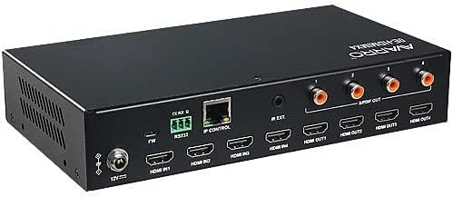 AVARRO 0E-HDMIMX4 HDMI Switcher with IR Remote Control, 4 Inputs x 4 Outputs, Smart EDID Management, Firmware Upgrading Via Both Micro-USB and Web UI