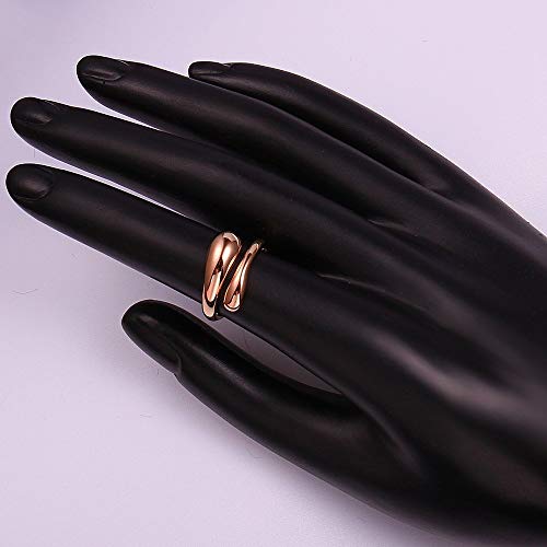 Cutesmile Fashion Jewelry 18K Gold/Rose Gold/White Gold Elongated Teardrop Spoon Open Adjustable Ring (Rose Gold) #TOP2