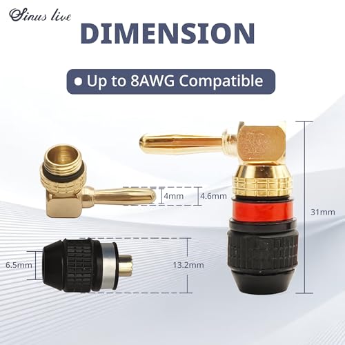 KCT 24K Banana Plugs para Altavoz Ángulo Derecho Pack 12 pzas miniatura 2