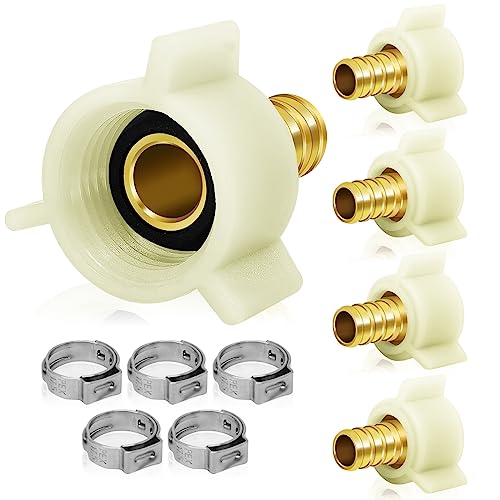 Boltigen 5 Pack 1/2 Inch Brass Crimp PEX Fittings - 1/2 PEX x 1/2 NPT Female Threaded Swivel Adapter Swivel Elbow Connector for Plumbing RV Sink Faucet Water Line Tubes (NPSM Thread Compatible)
