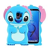 Blue Stitch Case for Samsung Galaxy S9,3D Cartoon Animal Cute Soft Silicone Rubber Protective Kawaii Character Cover,Animated Funny Cool Skin Fun Cases Shell for Kids Child Teens Girls Guys(Galaxy S9)