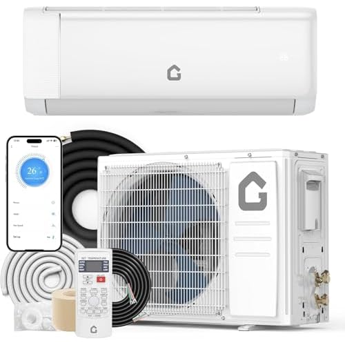 GarveeHome 12000 BTU Mini Split AC/Heating System, 21 SEER2 Inverter Split System Air Conditioners with WiFi, Ductless Heat Pump Wall Mount AC Unit Co