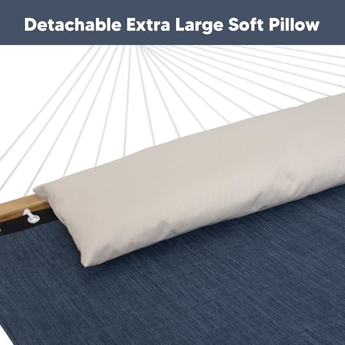 SUNCREAT Hammocks for Outside with Stand, Quick Dry Two Person Hammock with Head Pillow, 450 lbs Capacity, Navy by SUNCREAT - Image 4