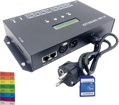 H807SA 8CH artnet/dmx a spi led pixel controlador con tarjeta SD para WS2811 WS2812B WS2815 WS2813 apa102 tira LED