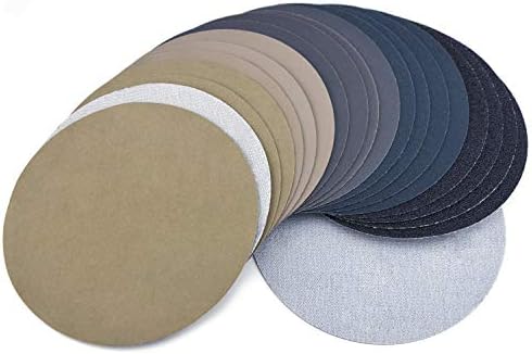 6 Inch (150mm) Assorted Grit High Performance Waterproof Hook & Loop Sanding Discs Heavy Duty Silicon Carbide Round Flocking Sandpaper for Wet/Dry Sanding Grinder Polishing Accessories, 20-Pack