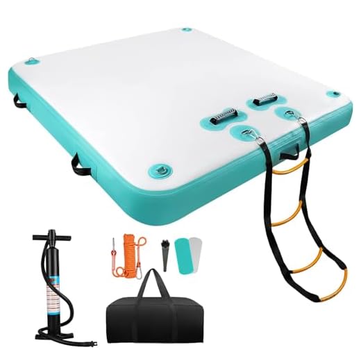 TONKOUM 6 x 5.25ft Floating Dock Water Platform, Multi-People Inflatable Dock, Inflatable Water Mat for Lake/Boat/Island/Swimming Pool