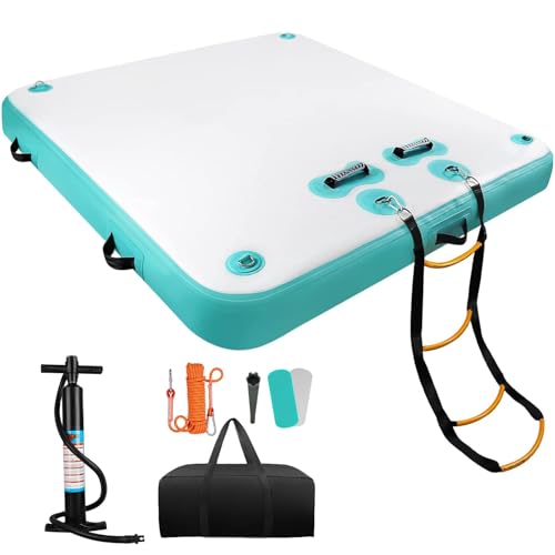 TONKOUM 6 x 5.25ft Floating Dock Water Platform Multi-People Inflatable Dock Inflatable Water Mat for Lake/Boat/Island/Swimming Pool