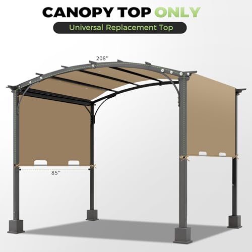 Image of 85'' x 208'' Universal Pergola Replacement Cover for Doubleton Steel Pergola L-PG080PST, Waterproof Sunshade Canopy Top for Patio Gazebo, Deck, Porch, Yard, Outdoor Cover Only (Khaki)