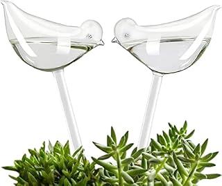 KiKiHome Self Watering Globes for Plants, Clear Glass Shape Design Plant Waterer Bulbs, Automatic Irrigation Device for Indoor & Outdoor Plants, 2 Birds