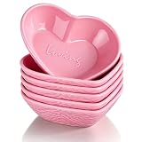 HOMQUEN Dip-Schälchen, 90 ml Sojasauce-Schälchen, robuste kleine Kunststoffschalen 6er-Set, rosa herzförmige Mini-Vorspeisenteller für Soßen, Sojasauce,Gewürze,Beilagen,Sushi, Ketchup und Grillpartys