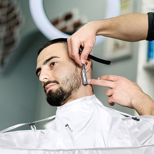 JANYUN Friseurumhang Erwachsene, Haarschneideumhang Verstellbarer Friseur Umhang Silber Barber Cape für Friseurbedarf im Heimsalon