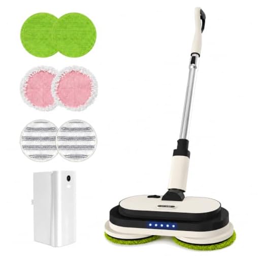 Cordless Electric Mop, Electric Floor Cleaner with LED Headlight & Water Sprayer, Up to 60 mins Detachable Battery, Dual-Motor Powerful Spin Mop with 300ML Water Tank for Multi-Surface, Self-Propelled