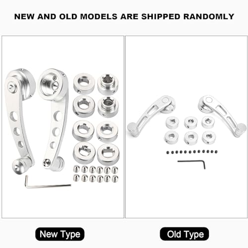 Image of 2PCS Universal Window Crank Handle Replacement, Silver Alloy Window Winder Riser for Classic Car & Truck, Includes Installation Tools & Hardware