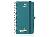 Agenda de Bolsillo 2021 2022 Semana Vista - POPRUN Agendas Escolares Semanal con Tapa Dura Espiral - Agosto 2021 a Agosto 2022 - Aprox. A6 9 x 16, Verde Pacífico