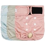 Picture of Langsprit Washable Female Dog Diapers (3 Pack) - No Leak Reusable Diapers for Doggy Female in Period - Highly Absorbent Dog Heat Panties with Adjustable Snaps Black XL Size