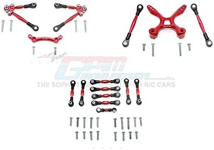 Aluminum Front & Rear Tie Rods With Stabilizer For C Hub + Whole Car Tie Rods For 1/10 Traxxas Ford GT 4-Tec 2.0 83056-4/4-Tec 3.0 93054-4 - 51Pc Set Red