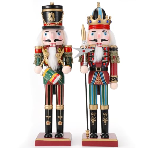 Auniq Caja De Música De Cascanueces, Caja De Música Móvil De 32 Cm Madera Cascanueces Soldado Decoración Navideña Para De Relojería Y Base Redonda Para Adornos Delicado A