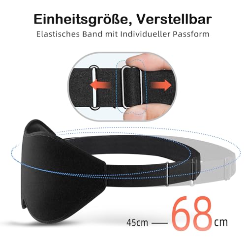 Innelo Maska do spania 3D, 100% nieprzejrzysta, z zapadniętym obszarem oczu, miękka i wygodna, z torbą, dla kobiet i mężczyzn, idealna do podróży (czarna)