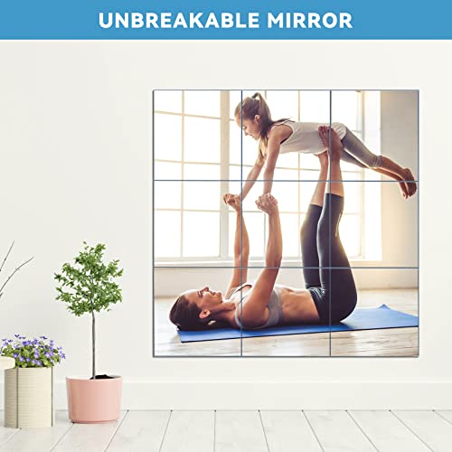 Blulu 6 Pack Self Adhesive Unbreakable Acrylic Mirror Full Length Mirror Tiles 12 X 12 Inch Stick On Mirrors For Wall Square Plastic Mirror Wall Mounted Non Glass Mirror Wall Stickers For Home Wall #TOP6